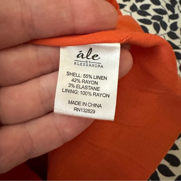 Ale by Alessandra x Revolve Red Orange Rosario Off the Shoulder Linen Dress M - Picture 10 of 15